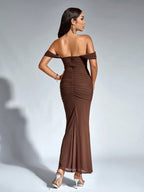 Philippa | Long Sleeve V-Neck Flowy Maxi Cocktail Dress