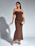 Philippa | Long Sleeve V-Neck Flowy Maxi Cocktail Dress
