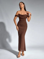 Philippa | Long Sleeve V-Neck Flowy Maxi Cocktail Dress