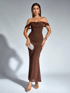 Philippa | Long Sleeve V-Neck Flowy Maxi Cocktail Dress