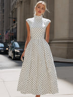 Sidonie | Sleeveless Polka Dot A-Line Garden Party Dress