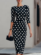 Hermione | Halter Neck Bodycon Dot Dress Midi Cocktail