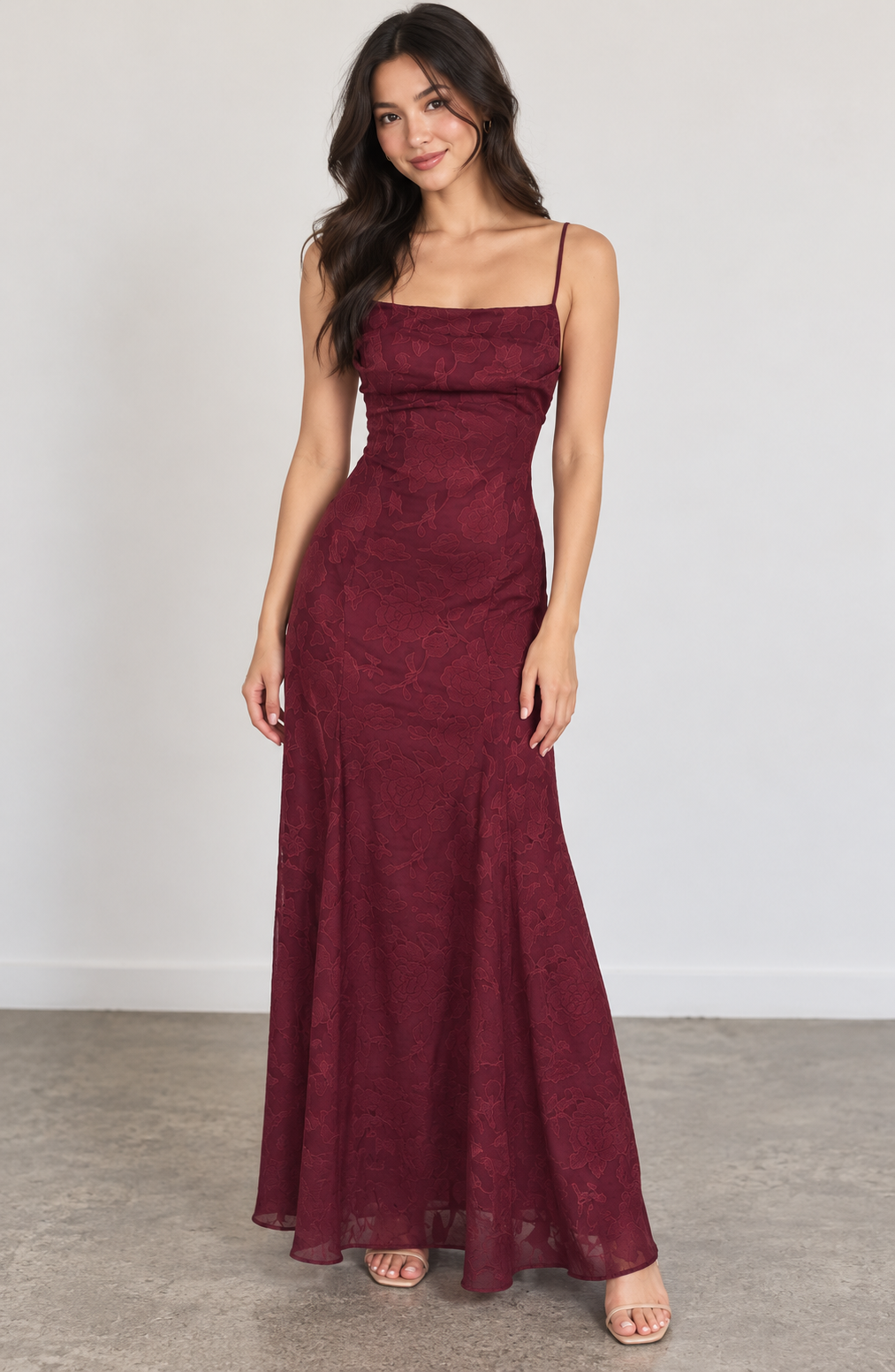 Edith | Lace Strappy Wedding Gowns Maxi Dress Evening Red White