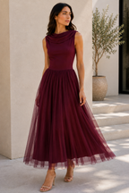 Romilly | Draped Sleeveless Midi Dress for Occasions