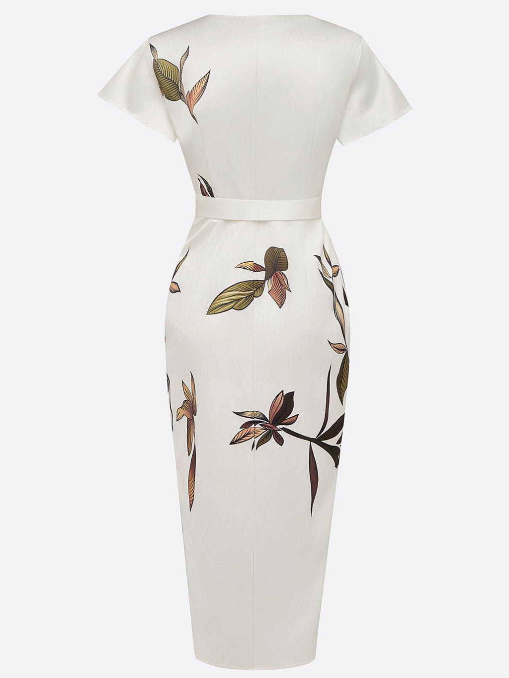Cordelia | Wrap V-Neck Leaf Print Occasion Dress