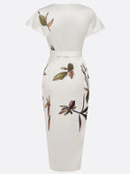 Cordelia | Wrap V-Neck Leaf Print Occasion Dress