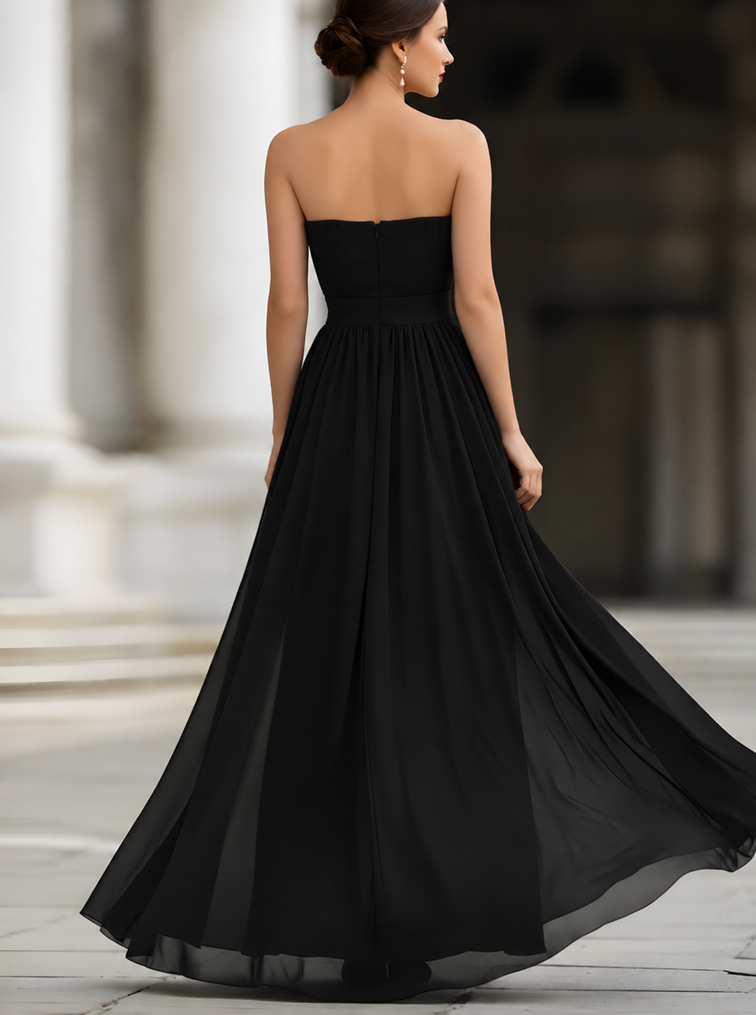 Evangeline | Halter Neck Pleated Chiffon Evening Maxi Dress