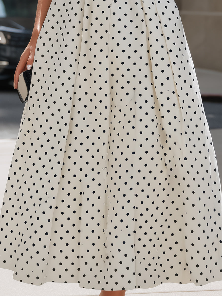 Sidonie | Sleeveless Polka Dot A-Line Garden Party Dress