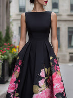 Eloise | Floral Sleeveless Draped Occasion Evening Midi Dress