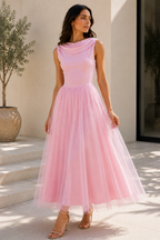 Romilly | Draped Sleeveless Midi Dress for Occasions