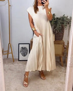 Celestine | Sleeveless Pleated House Dress Elegant Occasion Wear