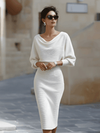 Faustine | Draped Halter Batwing Midi Garden Party Dress