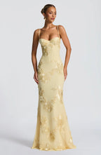 Adeline | Figure-Hugging Spaghetti Strap Evening Maxi Dress