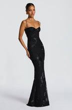 Adeline | Figure-Hugging Spaghetti Strap Evening Maxi Dress