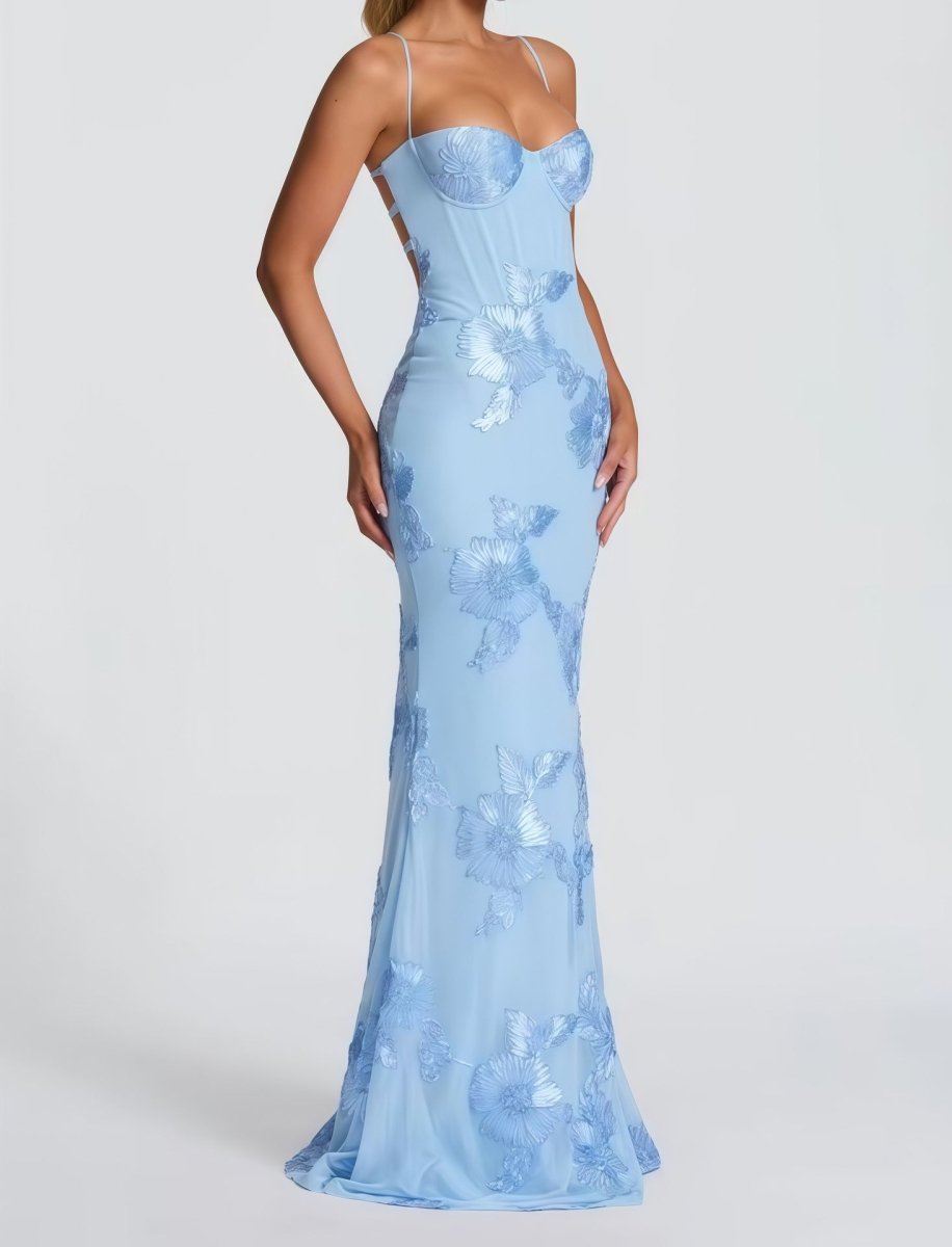 Adeline | Figure-Hugging Spaghetti Strap Evening Maxi Dress