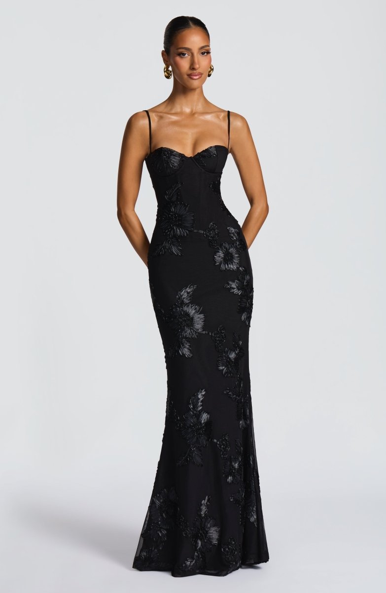 Adeline | Figure-Hugging Spaghetti Strap Evening Maxi Dress