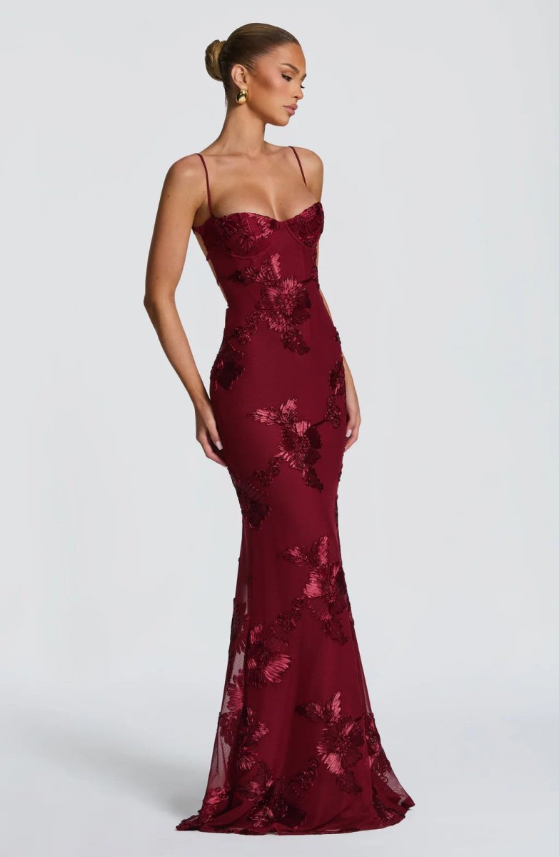 Adeline | Figure-Hugging Spaghetti Strap Evening Maxi Dress