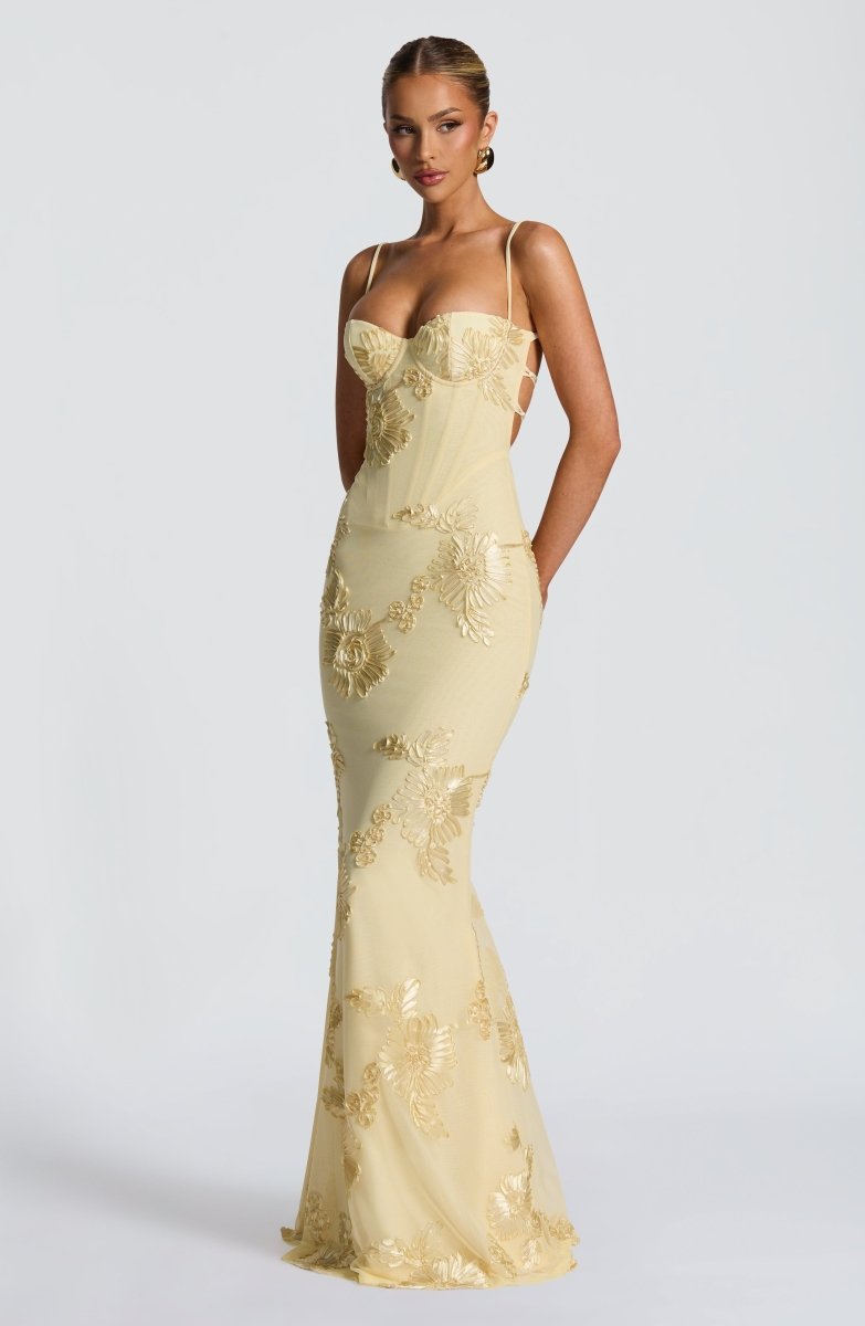 Adeline | Figure-Hugging Spaghetti Strap Evening Maxi Dress