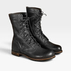 Philippa | Black Brown Leather Lace-Up Chelsea Combat Boots — Black