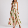 Ophelia | Halter Neck Watercolour Print Floral Maxi Dress