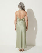 Daphne | Cinderella Cowl Neck Slip Wedding Dress Midi — achterkant