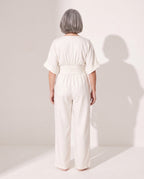 Penelope | Wide Leg Casual Jumpsuit With Cinched Waist — achterkant
