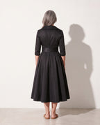 Bridget | Women's Formal Midi Dress with Structured Bodice — achterkant