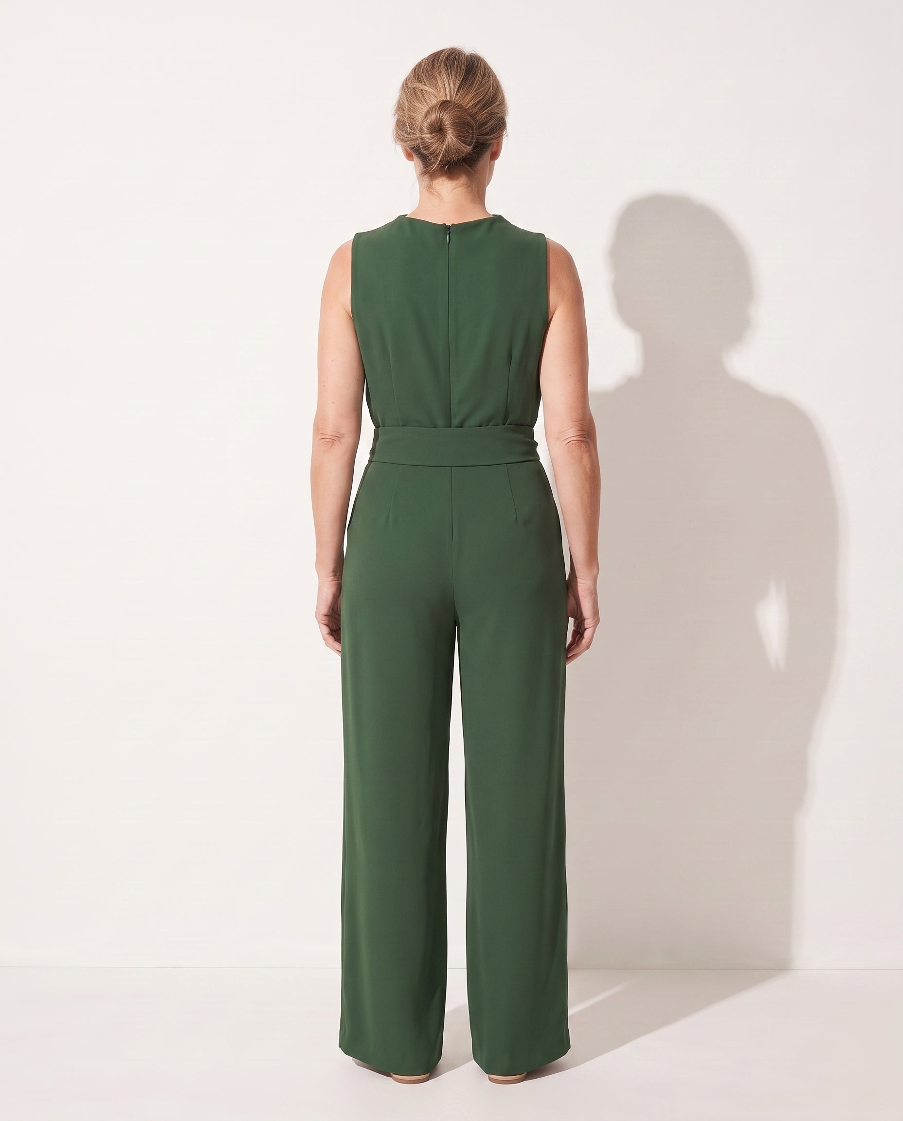 Sylvie | Long Sleeve Formal Jumpsuit Wide Leg High Neck — achterkant