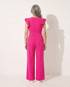 Eulalie | Elegant Wide Leg Evening Jumpsuits With Ruffle Detail — achterkant