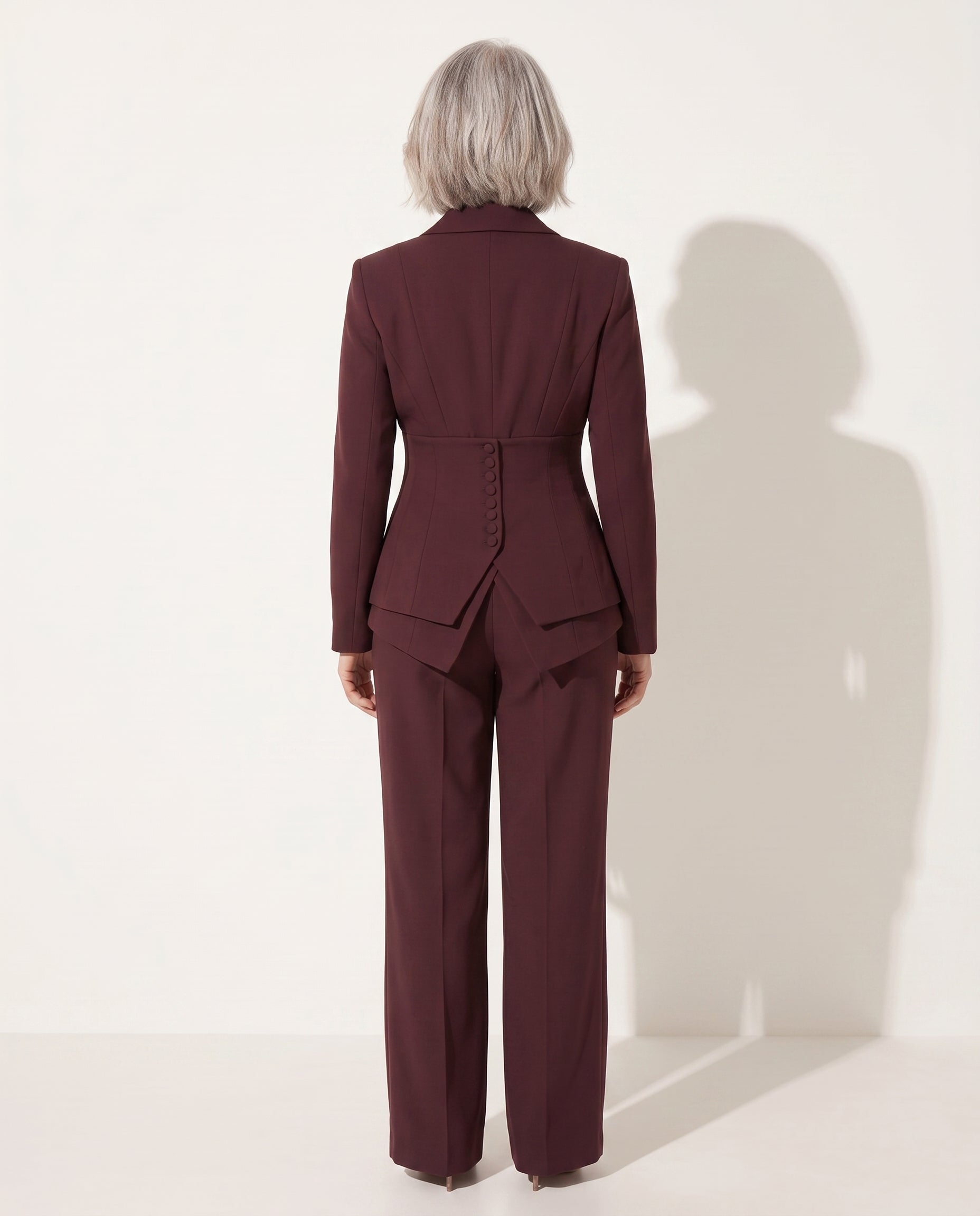 Anouk | Tailored Wide Leg Trousers Blazer Suit Set — achterkant