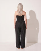 Dominique | Strapless Wide Leg Linen Jumpsuit Women Holiday — achterkant