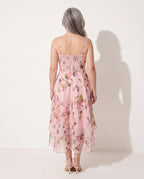 Yolanda | Long Sleeve Midi Dress In Romantic Print — achterkant