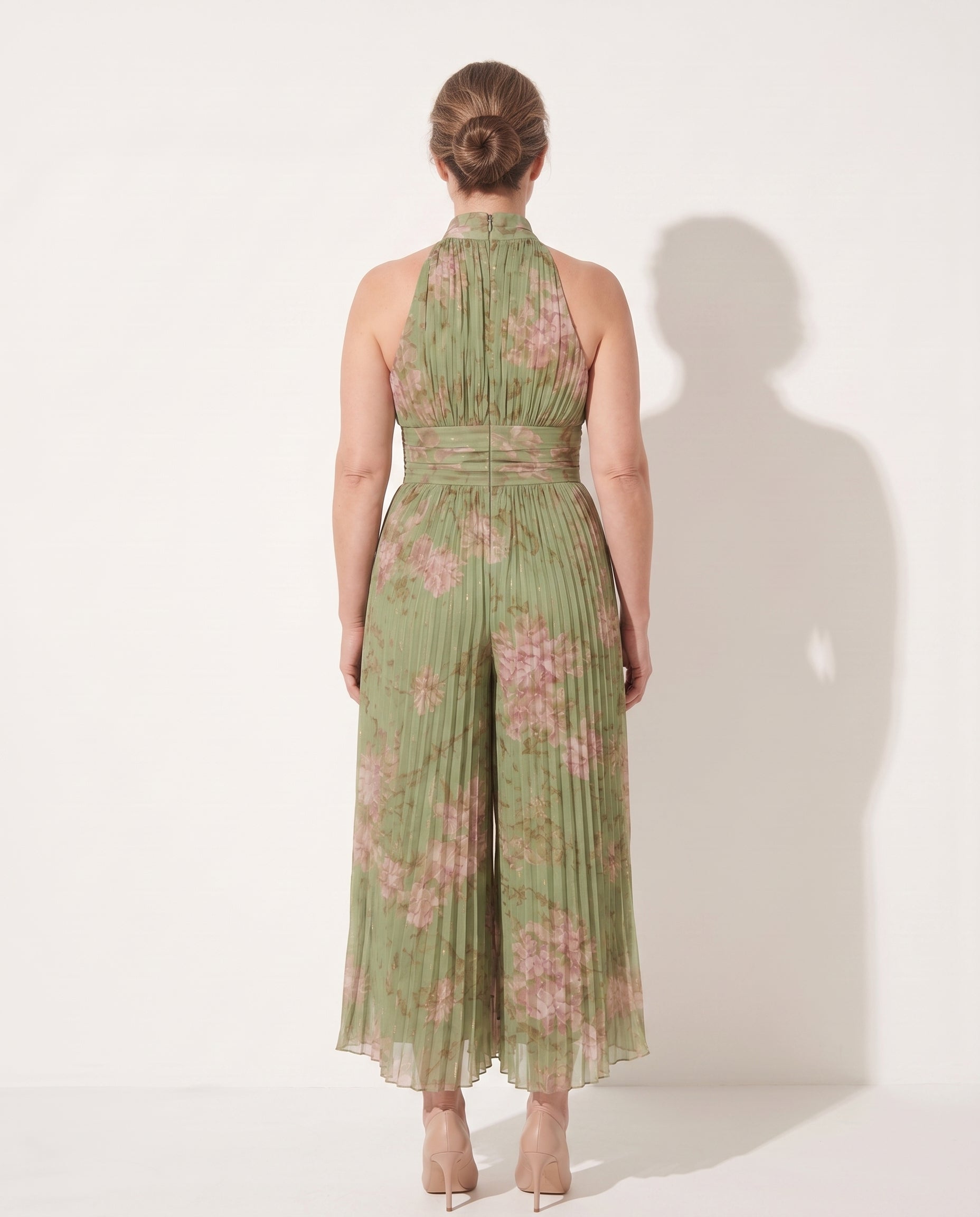 Cosima | Strapless Wide Leg Chiffon Jumpsuit Evening Wear — achterkant