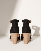 Noemie | Closed Toe Ankle Strap Wedge Heels for Evening Wear — achterkant