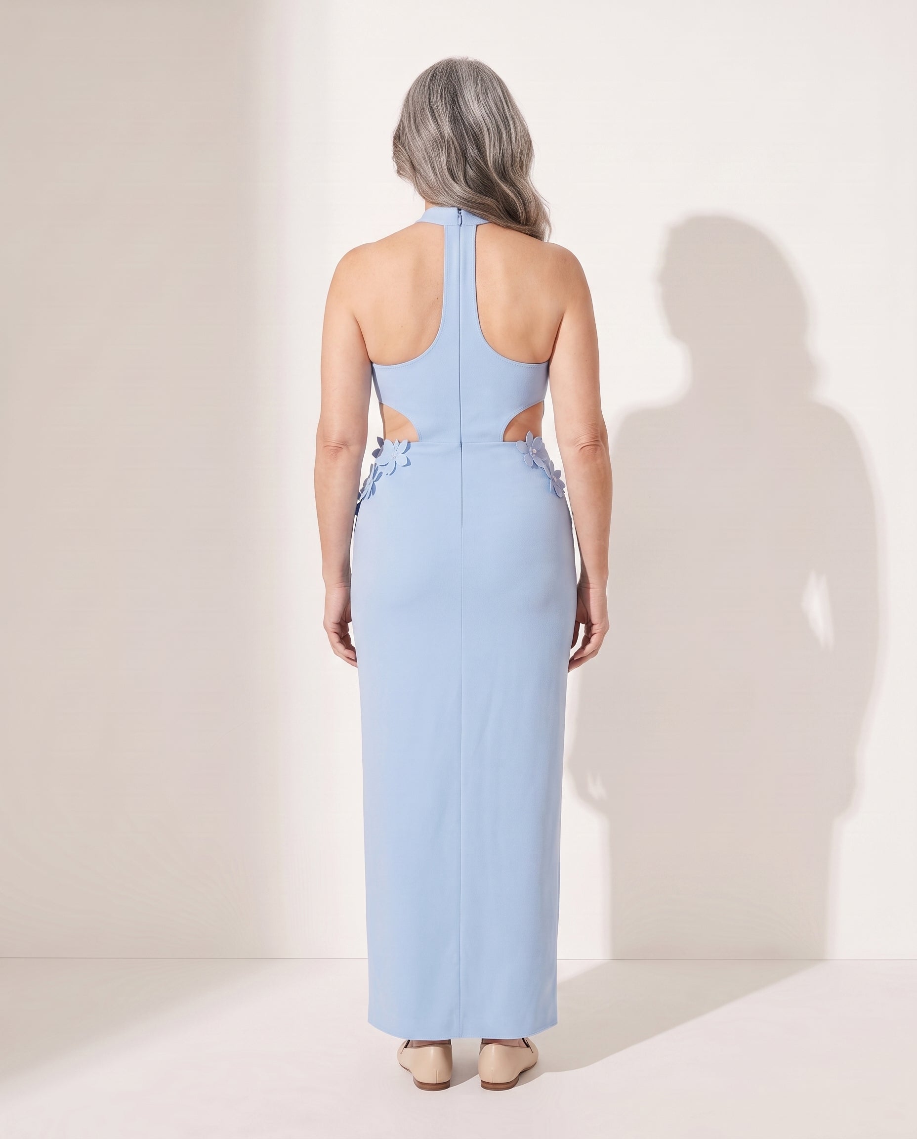 Henriette | Formal Dresses For Women Halter Floral Maxi — achterkant
