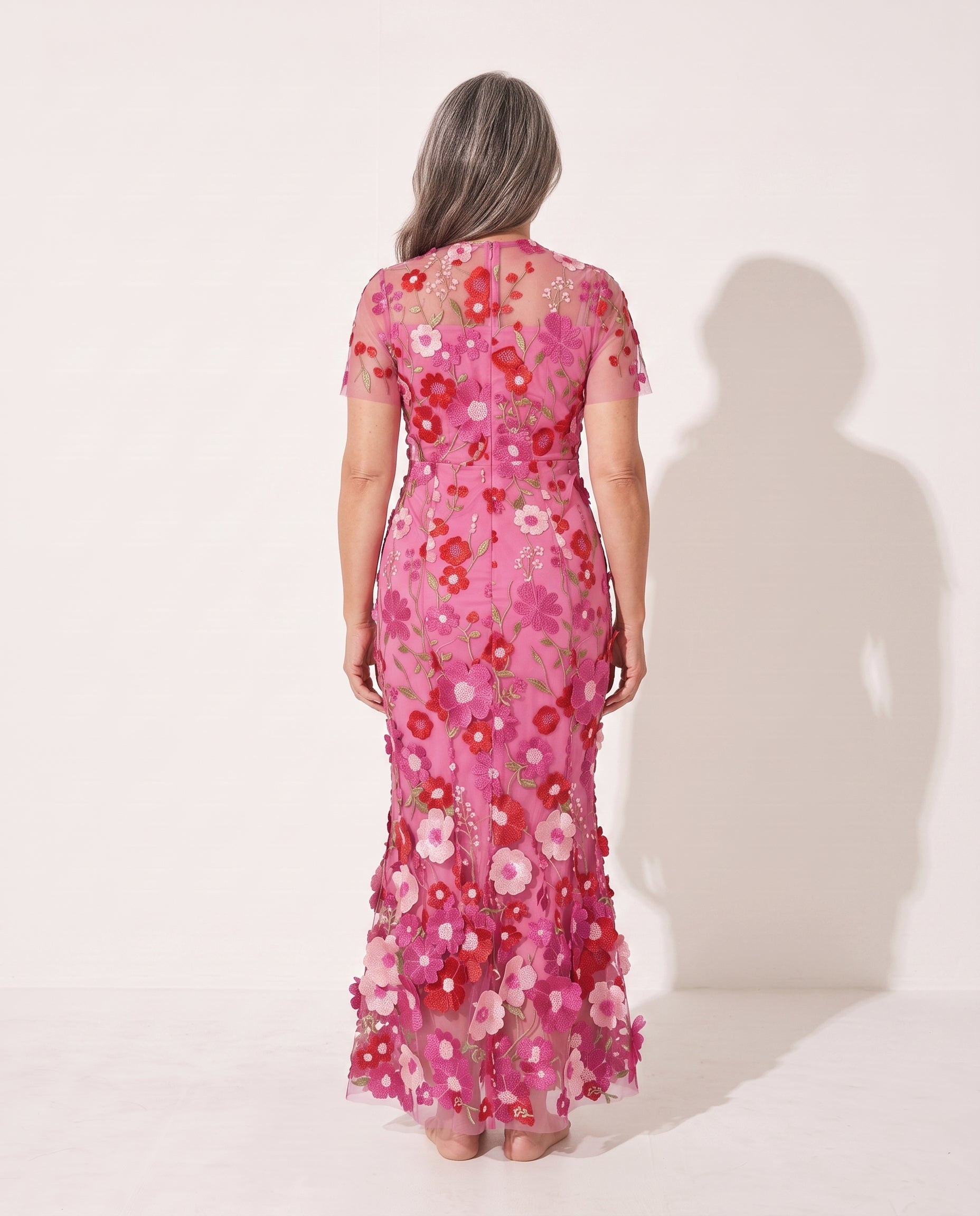 Agathe | Floral Appliqué Autumn Wedding Guest Dresses Midi — achterkant