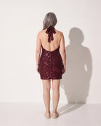 Berenice | Sequin Halter Open Back Maxi Dress Evening — achterkant