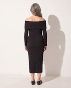 Celeste | Off Shoulder Knitted Maxi Dress Evening Occasion — achterkant