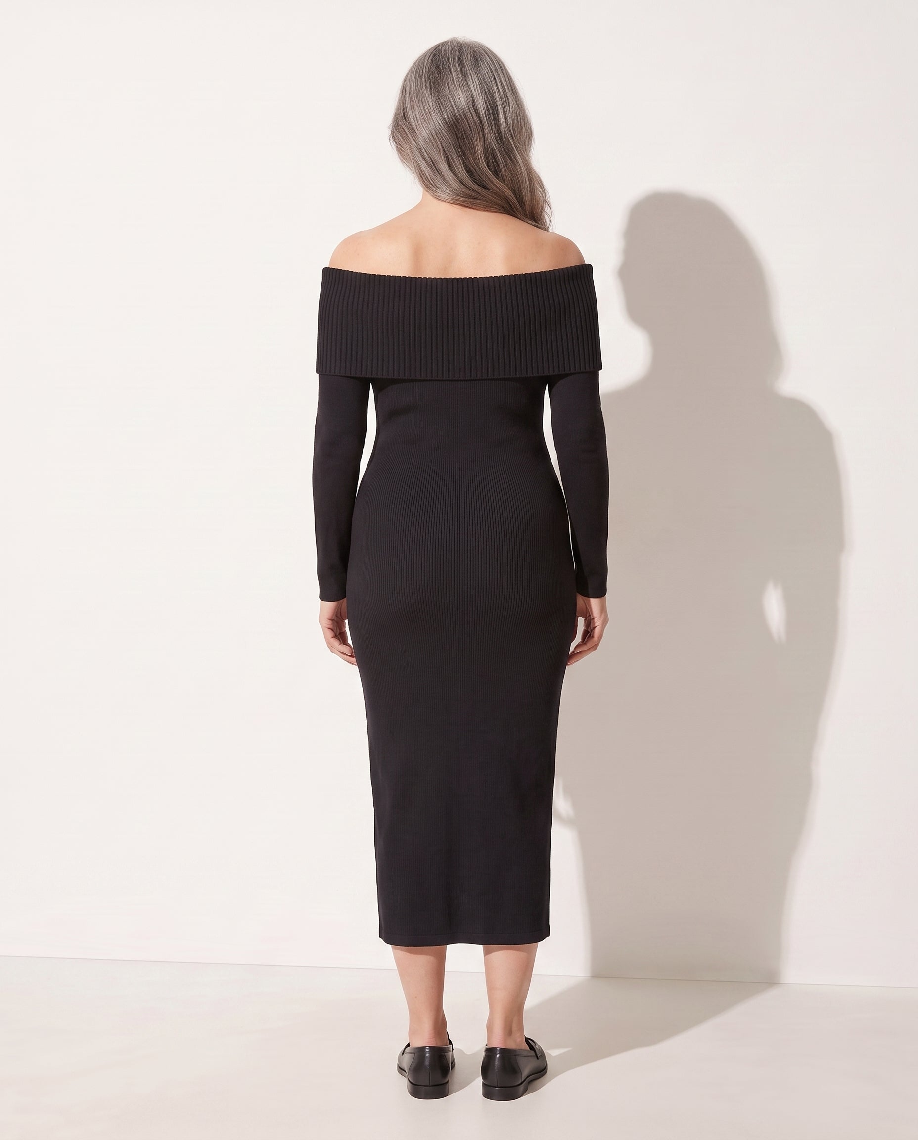 Celeste | Off Shoulder Knitted Maxi Dress Evening Occasion — achterkant