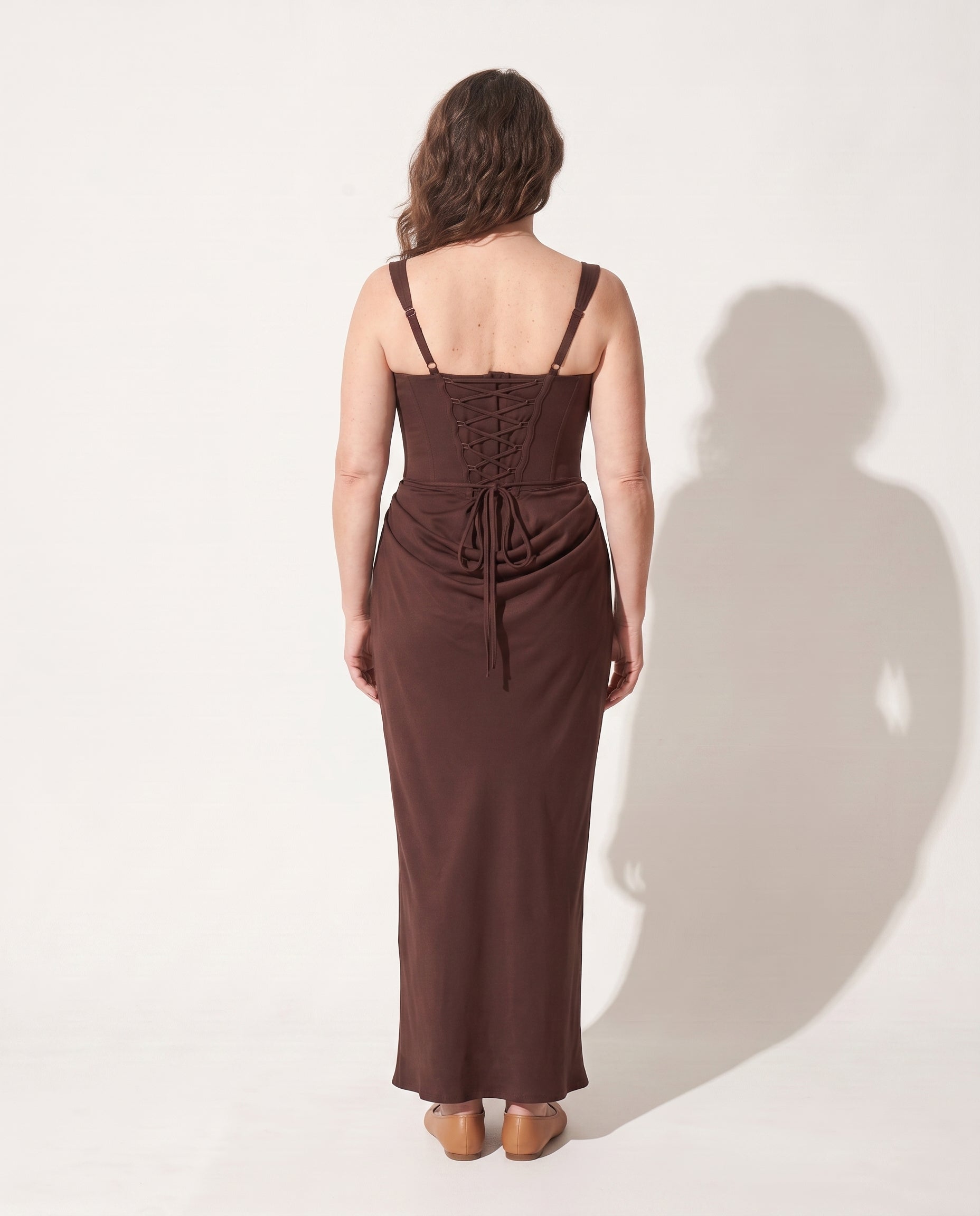 Nadia | Square Neck Winter Wedding Guest Dresses Bodycon Maxi — achterkant