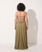 Edith | Textured Floral Formal Dresses Maxi Occasion — achterkant