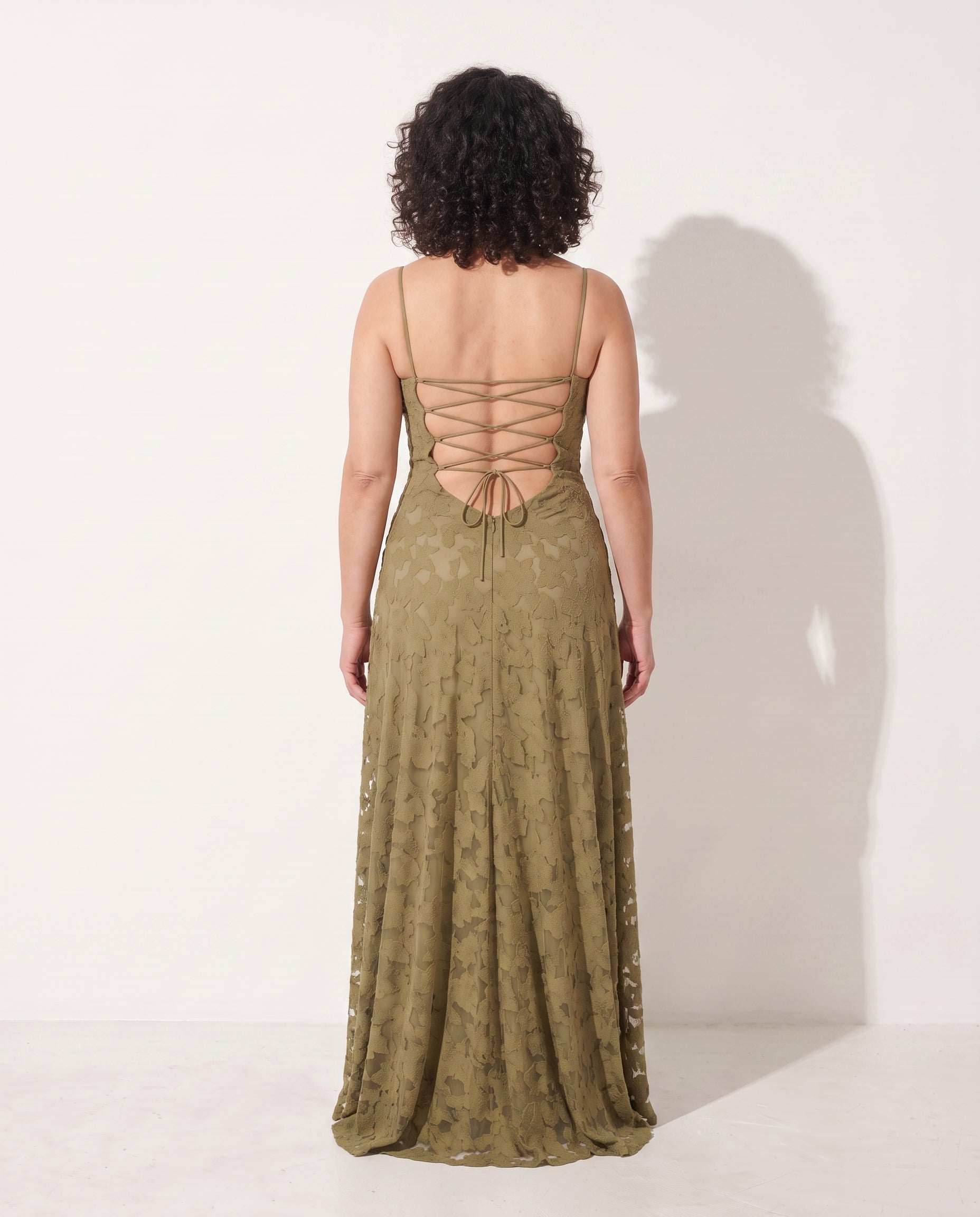 Edith | Textured Floral Formal Dresses Maxi Occasion — achterkant