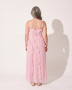 Berenice | Halter Evening Maxi Dresses With Ruffle Detail — achterkant