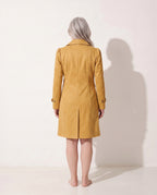 Solene | Womens Leather Trench Coat Tailored Long Blazer — achterkant