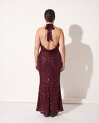 Ingrid | Sequin Halter Maxi Dress For Evening Occasions — achterkant