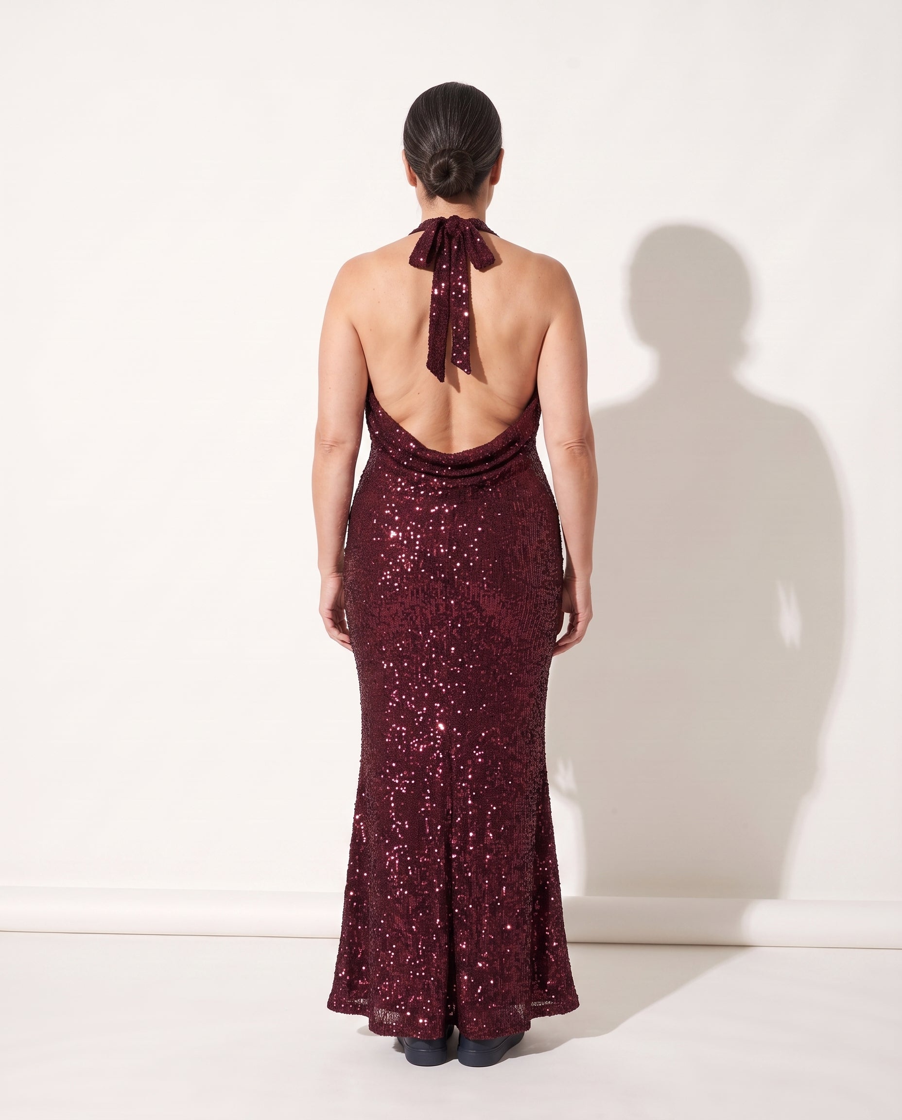 Ingrid | Sequin Halter Maxi Dress For Evening Occasions — achterkant
