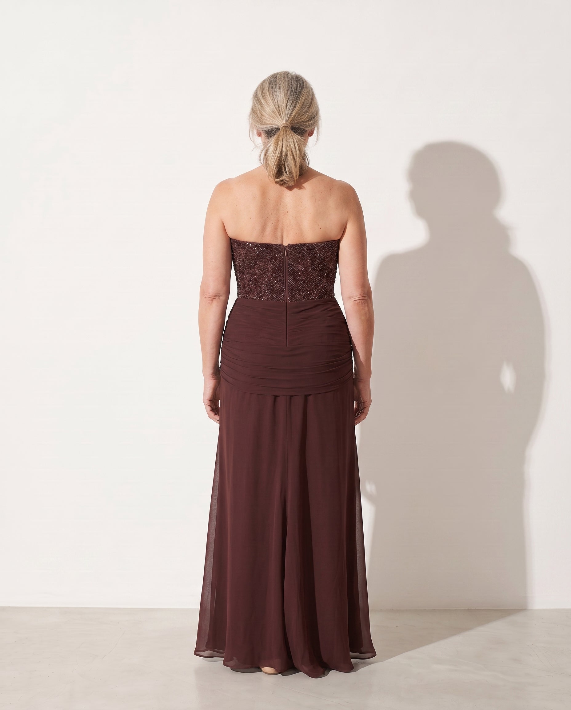 Valentina | Embellished Evening Maxi Dresses With Draped Detail — achterkant