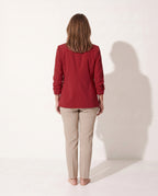 Persephone | Womens Velvet Blazer One Button Tailored Jacket — achterkant