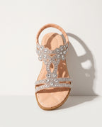 Maelys | Boho Embellished Wedding Shoes Strappy Flat Sandals — Apricot