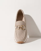 Esmee | Women Heeled Loafers With Gold Detail For Work & Smart Casual — Beige